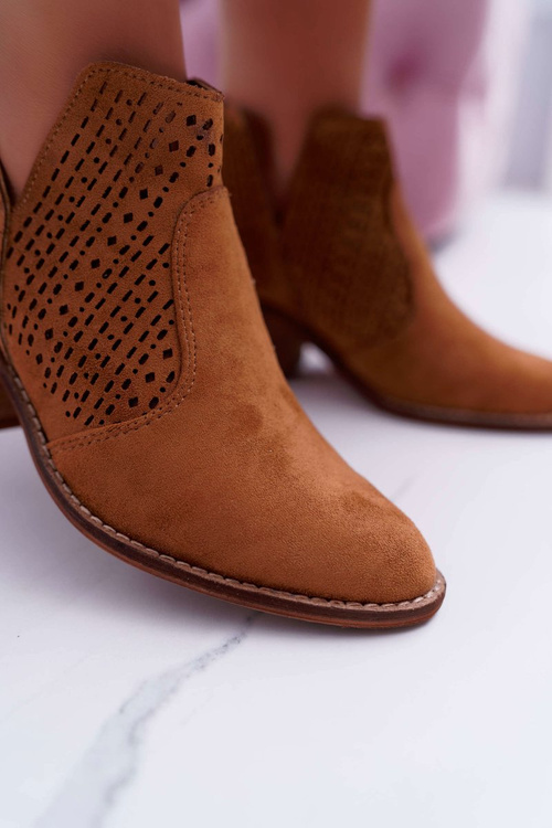 Botki Damskie Wiosenne Kowbojki Camel Matty