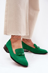 Zamszowe Półbuty Mokasyny Damskie Z Ozdobą D&A LZ51-505 Zielone