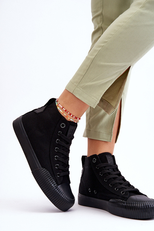 Damskie Wysokie Trampki Materiałowe Big Star LL274444 Czarne