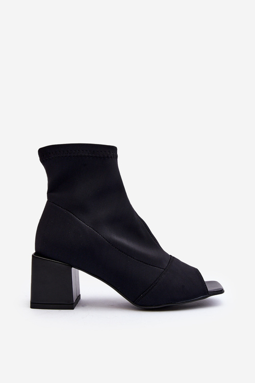 Zazoo 2876 Botki Damskie Na Obcasie Z Odkrytymi Noskami Czarne