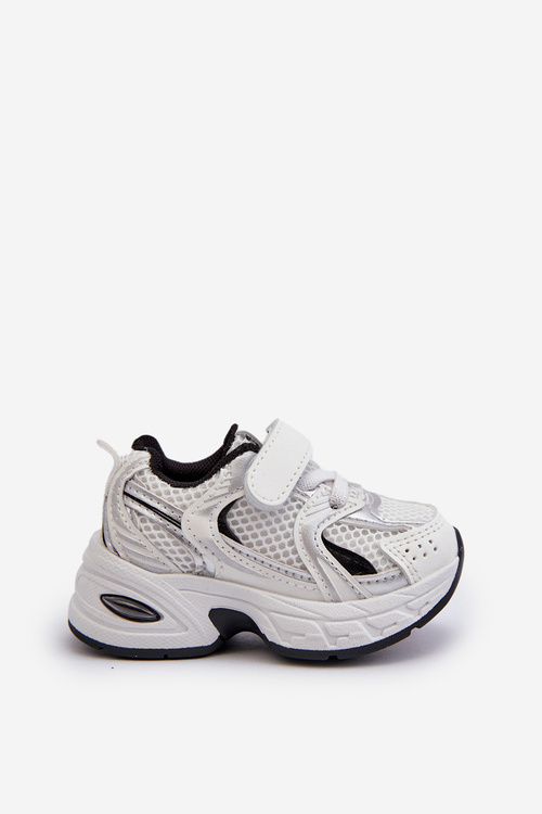 Dziecięce Buty Sportowe Sneakersy Na Rzep Biało-Czarne Ephona