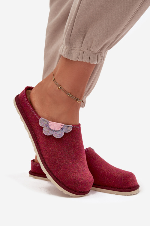 Kapcie Damskie Z Kwiatkiem Inblu CS000043 Bordowe