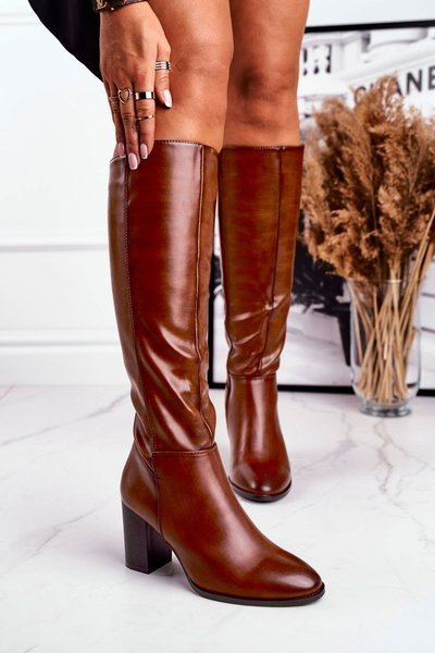 Damskie kozaki do kolana Sergio Leone brązowe KZ278