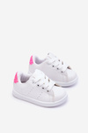 Dziecięce Buty Sportowe Biało-Neonowo Różowe Glossy