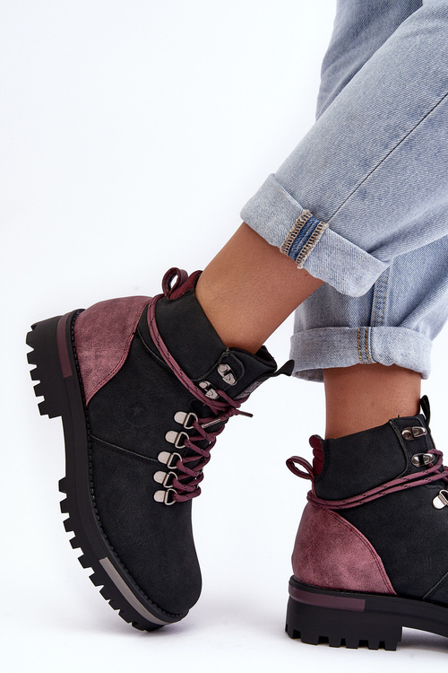 Trapery Sznurowane Czarne Big Star MM274318