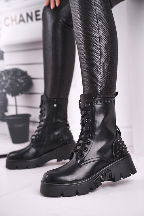 Botki Damskie Na Platformie Grunge Czarne Angels Rock