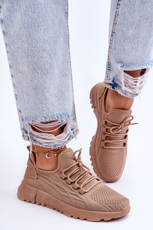 Damskie Wsuwane Buty Sportowe Sneakersy Ciemnobeżowe Rosett