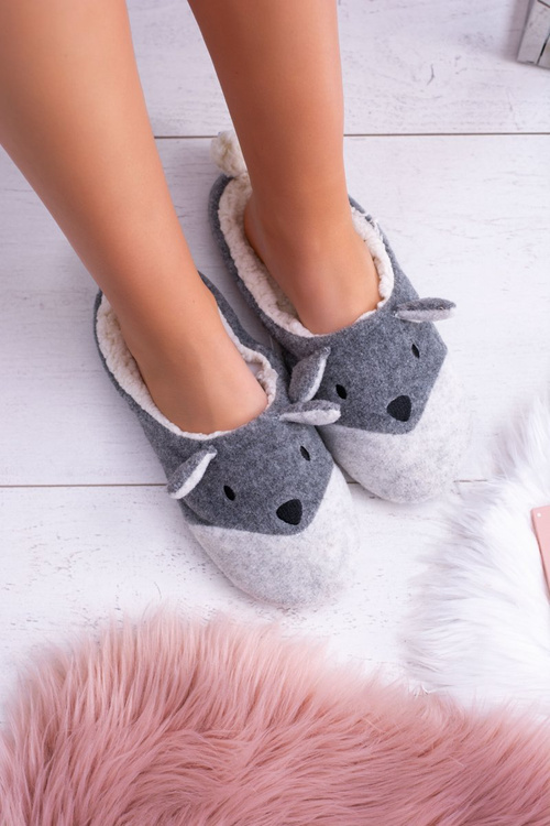 SOXO Damskie Domowe Kapcie Zwierzęta A Szare