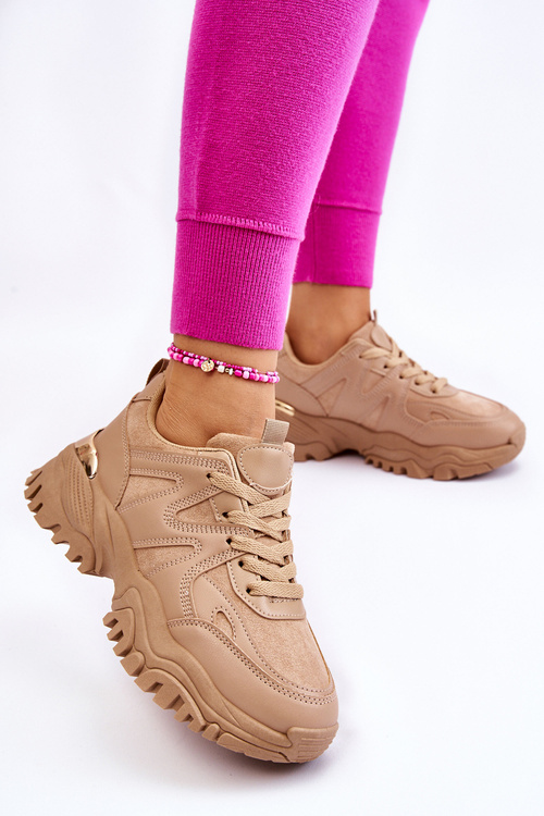 Klasyczne Sportowe Buty Na Platformie Ciemnobeżowe Bowie