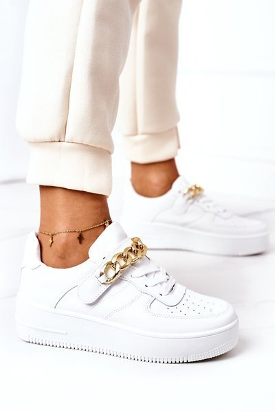 Sportowe Buty Sneakersy Z Łańcuchem Białe One Chance