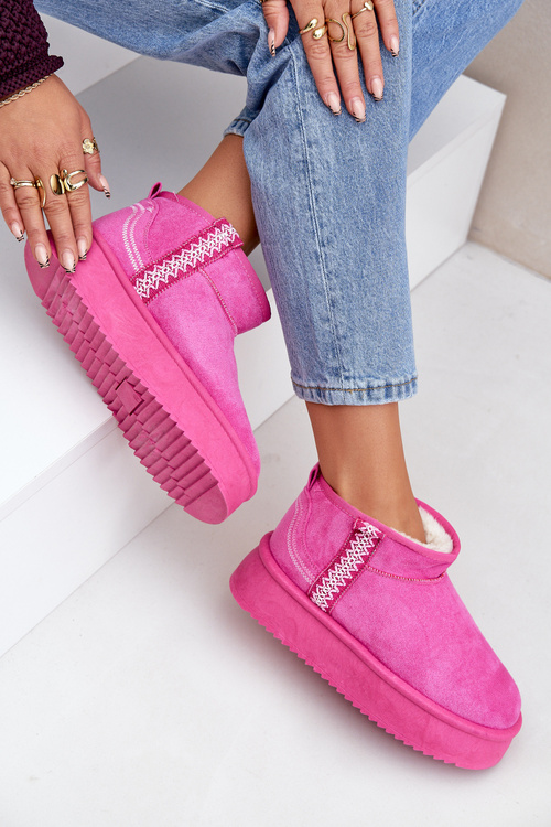 Śniegowce Na Platformie Ze Wzorem Różowe Udra