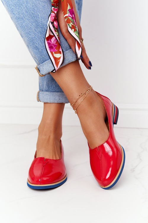 Skórzane Lakierowane Półbuty Maciejka 05035-08 Czerwone