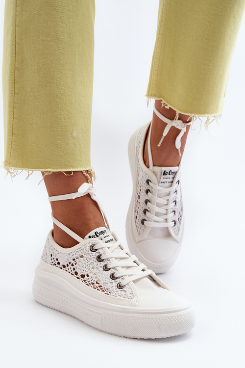 Koronkowe Trampki Damskie Lee Cooper LCW-23-44-1617 Białe