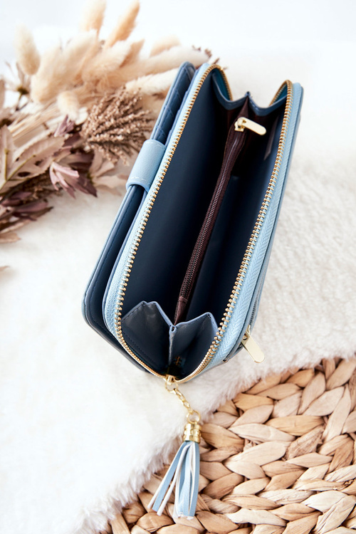 Duży Portfel Damski Z Dodatkowymi Portmonetkami Niebieski