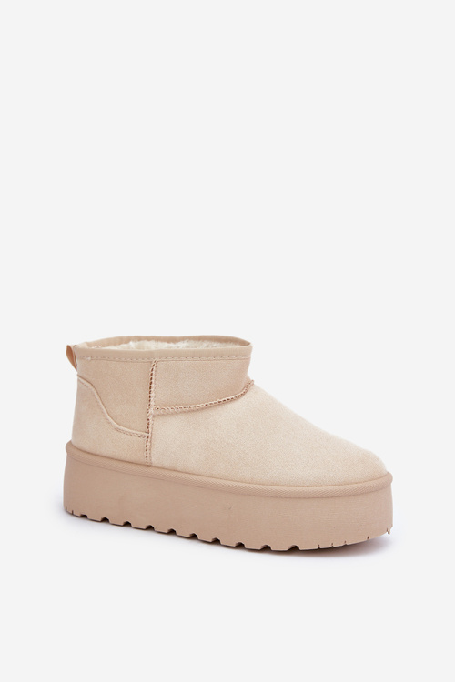 Damskie Śniegowce Na Platformie Jasnobeżowe Ninala