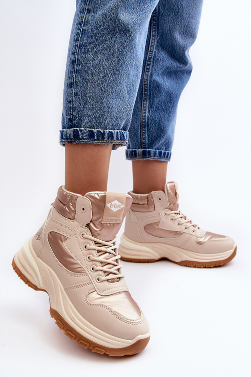 Damskie Botki Trapery Na Grubej Podeszwie Lee Cooper LCJ-23-44-1972L Beżowe