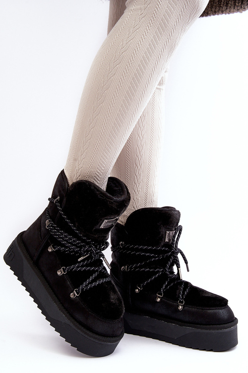 Wegańskie Śniegowce Na Platformie Wodoodporne D.Franklin DFSH371008 Czarne