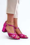 Sandały Skórzane Damskie Na Obcasie Maciejka 06551-15 Fuksja