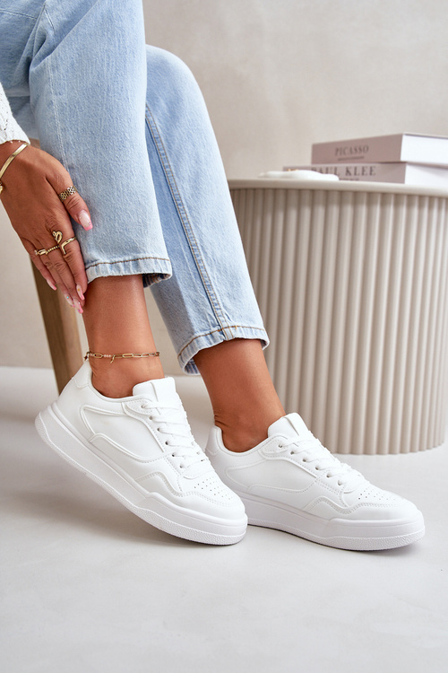 Klasyczne Sneakersy Damskie Z Eko Skóry Białe Meriora