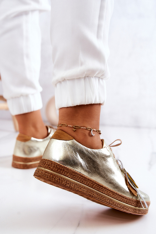 Skórzane Półbuty Maciejka 04550-25 Złote