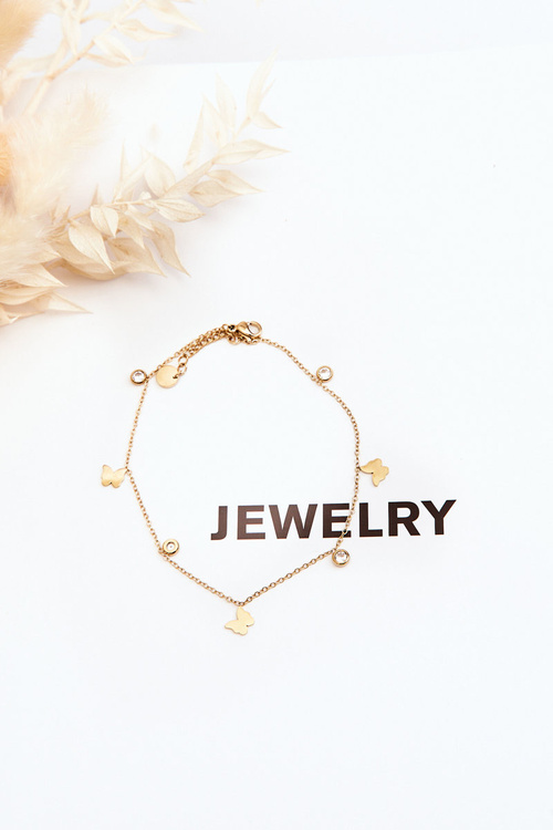 Bransoletka Na Nogę Z Motylami Złota