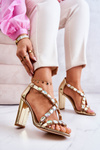 Sandały Damskie Na Słupku Lu Boo Złote 8258-1 Vernee