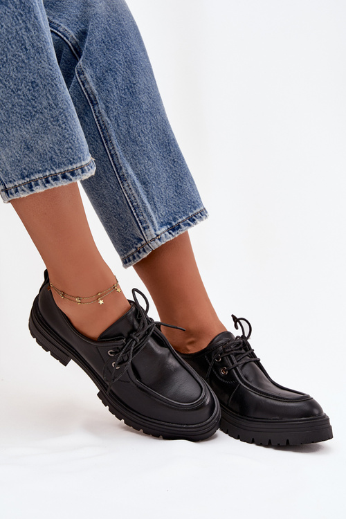 Półbuty Damskie Z Eko Skóry Czarne Adrelle