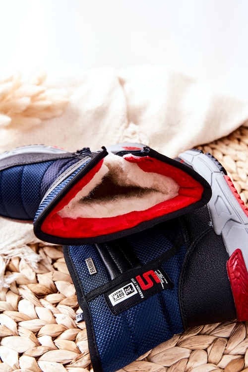 Dziecięce Ocieplane Wysokie Śniegowce Granatowe Leoth