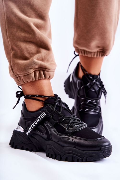 Damskie Sneakersy Sportowe Buty Czarne Sheron