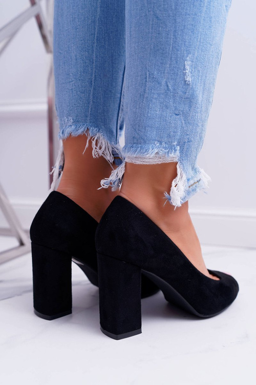 Czółenka Damskie Sergio Leone Odkryte Palce PB133 Czarne Fani