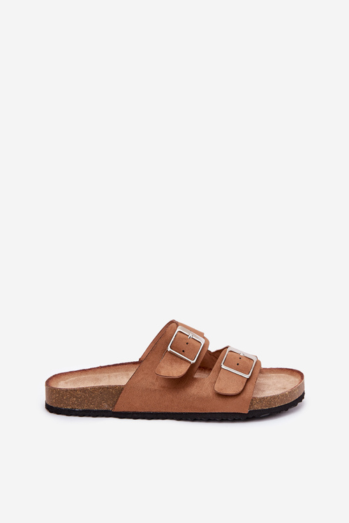 Klapki Damskie Na Korkowej Platformie Klamry Camel Evisolla