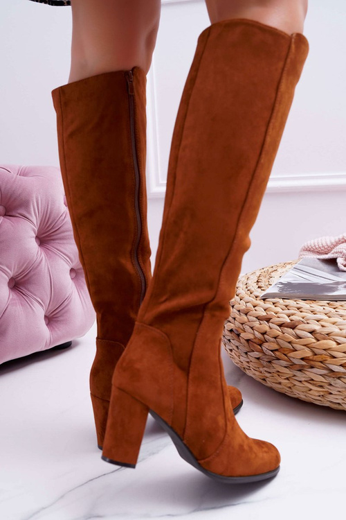 Damskie Kozaki Sergio Leone Zamszowe Camel KZ275