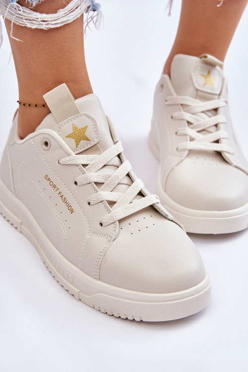 Damskie Sznurowane Buty Sportowe Beżowe Mikaela