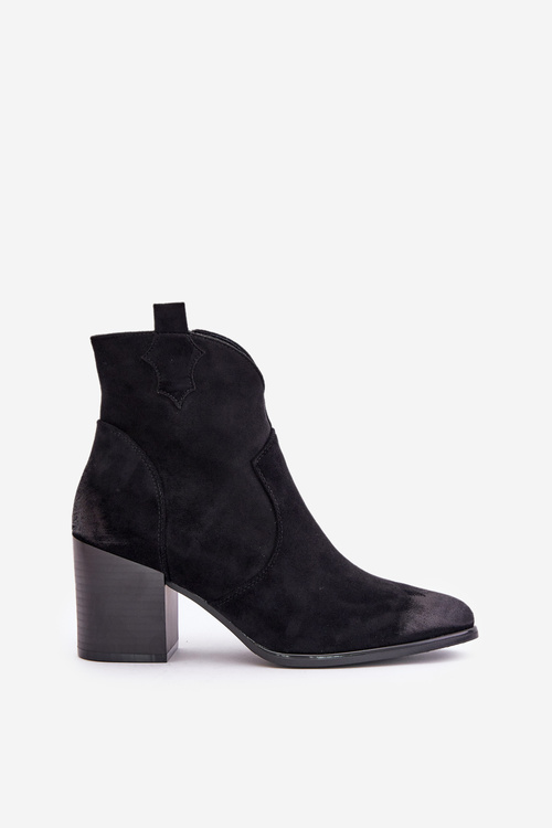 Botki Kowbojki Na Słupku Ocieplane Z Eko Zamszu Vinceza 58345 Czarne