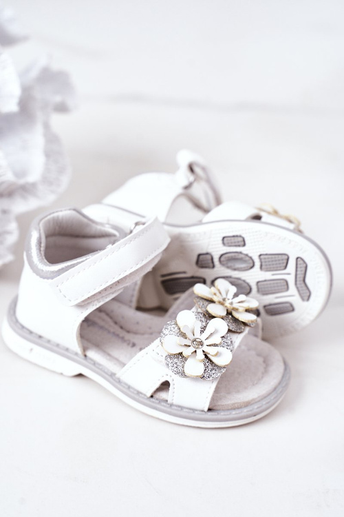 Dziecięce Ortopedyczne Sandały Na Rzepy Białe Maysa