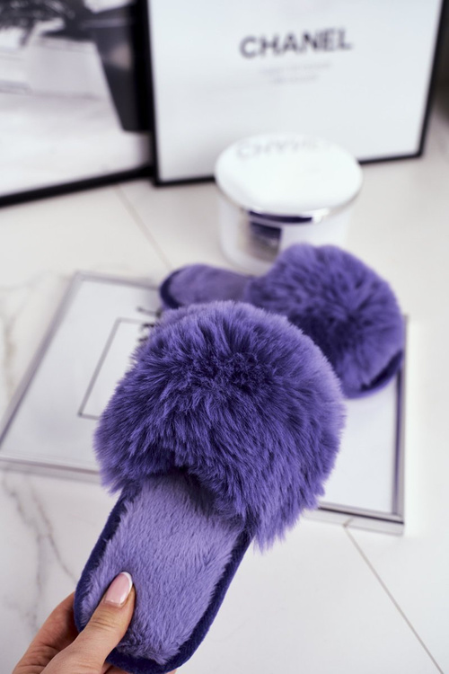 Dziecięce Papcie Klapki z Futerkiem Fioletowe Snow Ball