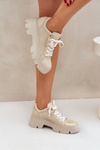 Sneakersy Buty Sportowe Na Platformie CheBello 4632 Złote