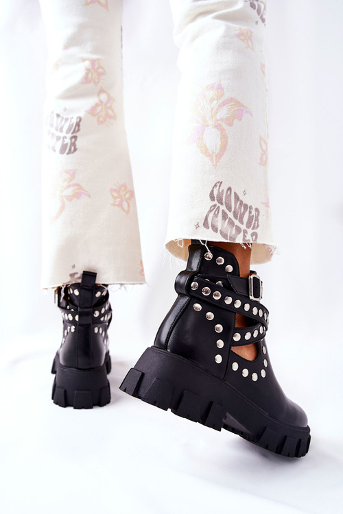 Workery Z Dżetami Na Platformie Czarne Vernelle