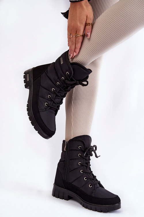 Damskie Ocieplane Śniegowce Progress PROGJ-21-14 Czarne