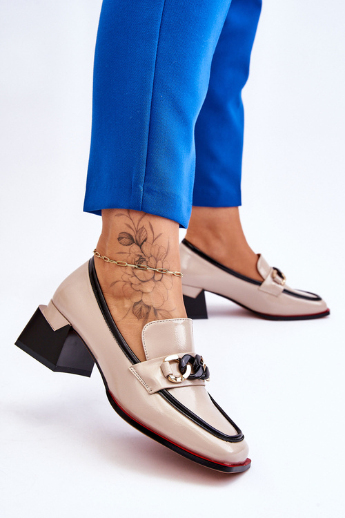 Wygodne Czółenka Na Niskim Obcasie Beżowe Valenti