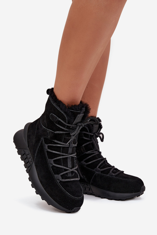 Zamszowe Śniegowce Damskie Z Futerkiem Big Star SS274319 Czarne