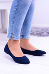 Granatowe Damskie Balerinki Zamsz Bueno