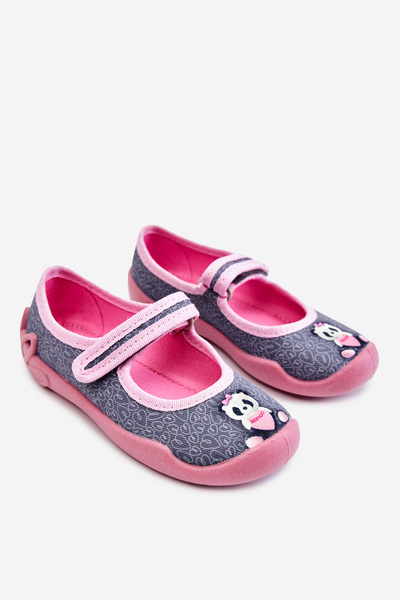 Dziecięce Papcie Baleriny Befado Panda 114X506 Szaro-Różowe