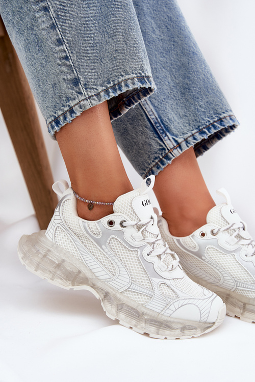 Skórzane Sneakersy Damskie GOE RR2N4083 Beżowe