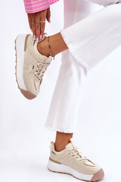 Damskie Buty Sportowe Na Platformie Jasnobeżowe Dakari