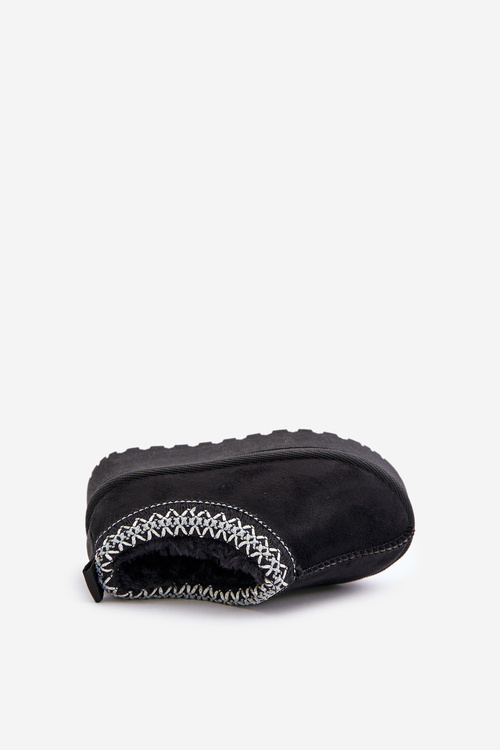 Śniegowce Botki Dziecięce Na Platformie Ocieplane Futerkiem Czarne Vilabria