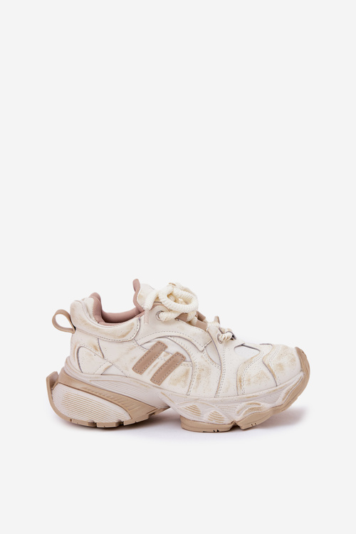 Skórzane Sneakersy Damskie GOE RR2N4037 Beżowe