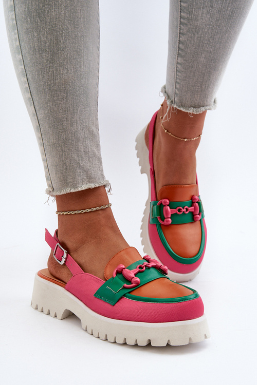 Sandały Damskie Na Płaskim Obcasie Z Ozdobą Pomarańczowe D&A MR38-656