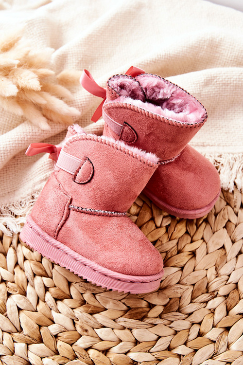 Dziecięce Ocieplane Botki Śniegowce Różowe Funky