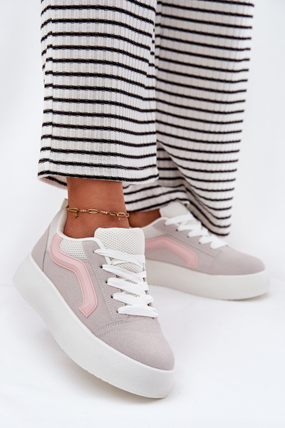 Sneakersy Damskie Na Platformie Szare Tellnira